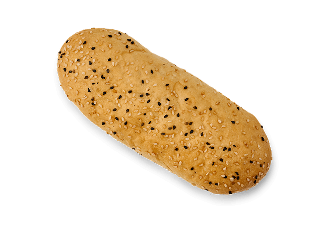 Pan de perro ajonjoli balnco y negro